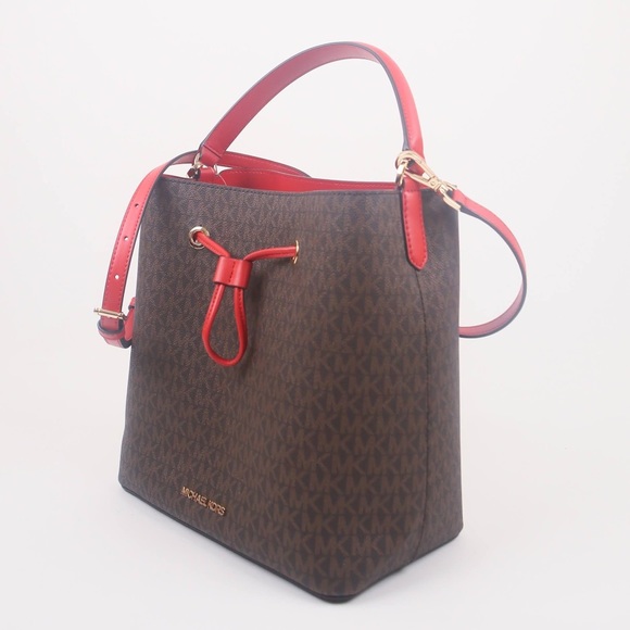 NWT Michael Kors Suri Large Logo Leather Bucket Crossbody Bag Multi Color - Picture 4 of 8